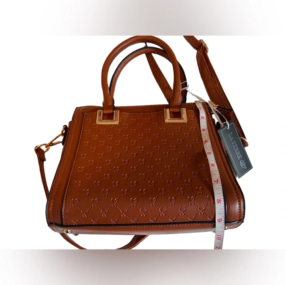 NWT La Terre Vegan Women’s Crossbody Bag. Color Brown With Gold Tone - Picture 7 of 11
